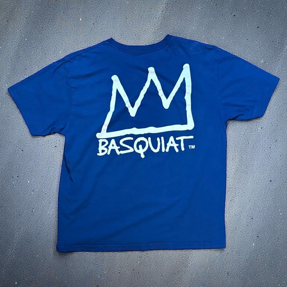 Gap Basquiat T-Shirt Mens Royal Blue White Logo Graphic Tee Size - L